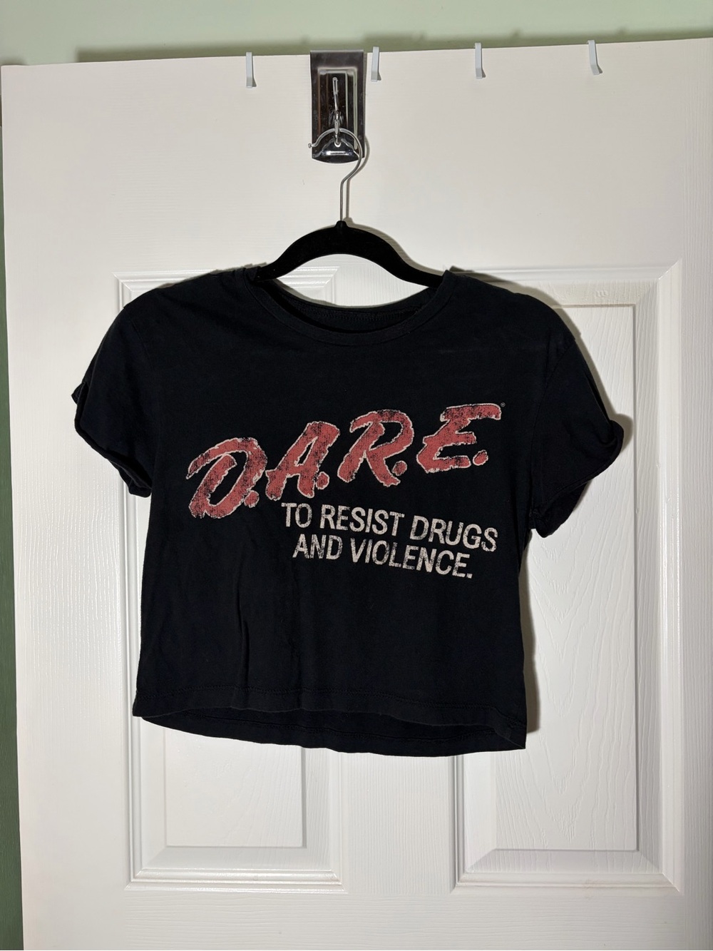 D.A.R.E. Black Graphic Crop Tee - Women's Casual Top